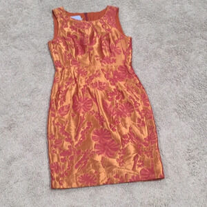 Lavender label Vera Wang Burnt orange maroon floral sheath dress silk tapestry 2
